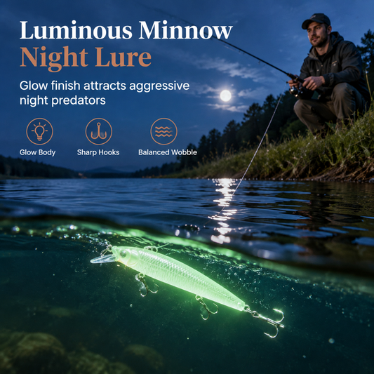 📢📢50% OFF !! ⏰7cm 8g Luminous Minnow Hard Bait Artificial Lure for Night Fishing