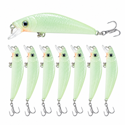 📢📢50% OFF !! ⏰7cm 8g Luminous Minnow Hard Bait Artificial Lure for Night Fishing