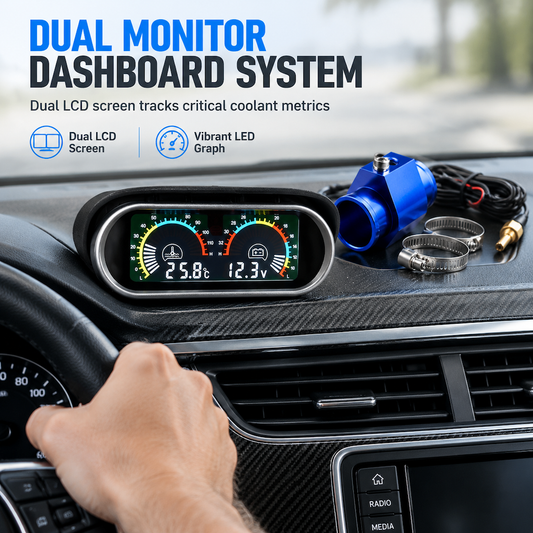 📢📢50% OFF !! ⏰Dual Water Temp & Volt Gauge: 12V/24V, LCD Display, Brass Sensor, Universal
