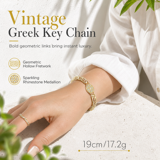 📢📢 50% OFF👗Retro Greek Key Rhinestone Jewelry for Women – Elegant Vintage-Inspired Statement Accessory