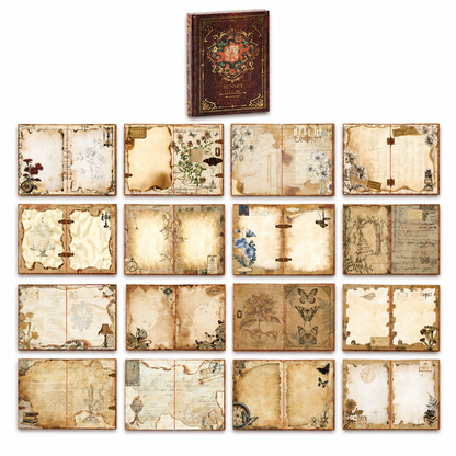 📢📢50% OFF !! ⏰Vintage European Style Hardcover Journal Notebook with Hollow Out Cover Gold Foil Accents and Color Illustrated Pages
